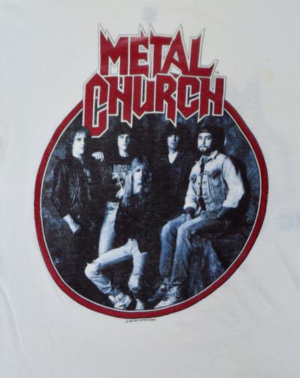 Vintage 80s Metal Church The Blessing Tour 50/50 T Shirt Sz