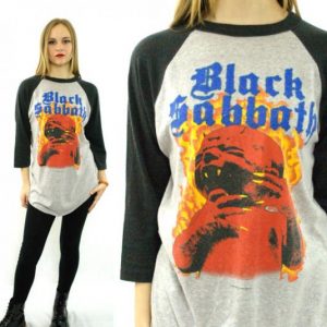 Vintage 80s BLACK SABBATH Born Again Tour 1983 Raglan 3/4 Sl