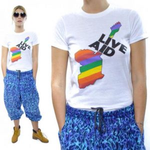 Vintage 80s Live Aid Concert 50/50 T Shirt Sz S