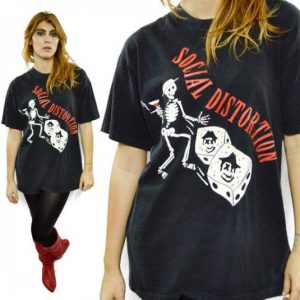 Vintage 90s SOCIAL DISTORTION Skelly Bad Luck Tour T Shirt S