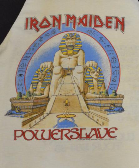 Vintage 80s Iron Maiden Powerslave World Slavery T Shirt