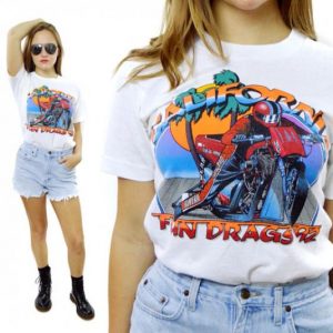 Vintage 90s California Fun Drags Motorycle Racing T Shirt