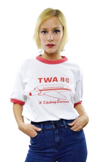 Vintage 80s TWA 86 A Striking Success Ringer T Shirt