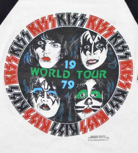 Vintage 70s KISS World Tour 1979 Raglan Jersey Sz S