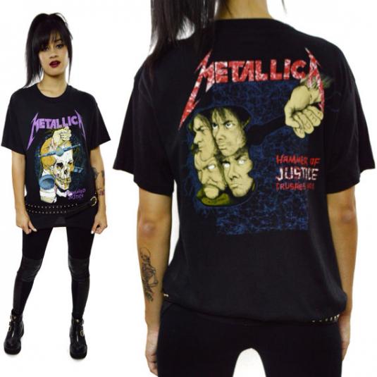 Vintage 80’s Metallica Damaged Tour Pushead T Shirt Sz L