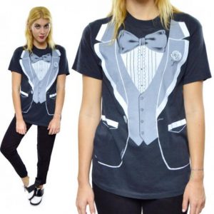 Vintage 80s Tuxedo Funny 50/50 T Shirt Sz L