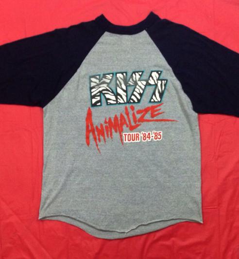 Vintage 80s KISS Animalize Tour Raglan Jersey T Shirt | Defunkd