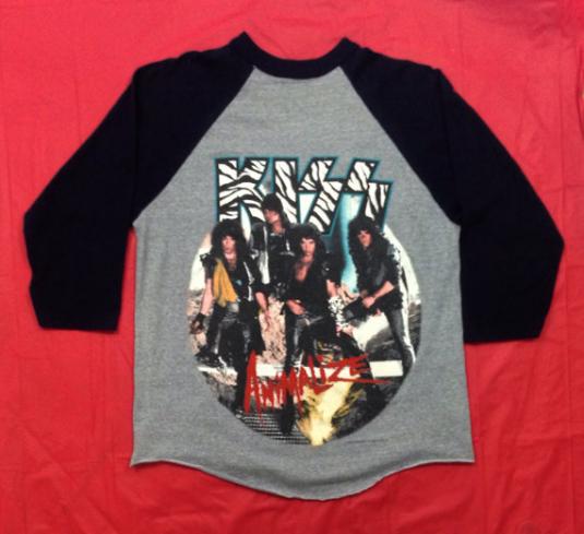 Vintage 80s KISS Animalize Tour Raglan Jersey T Shirt | Defunkd