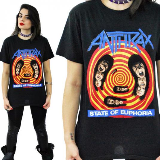 Vintage 80s ANTHRAX State Of Euphoria On Tour T Shirt