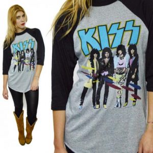 Vintage 80s KISS Asylum World Tour Raglan 3/4 Sleeve Jersey