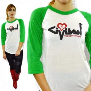 Vintage 80s Civitan Youth Seminar Raglan Jersey T Shirt