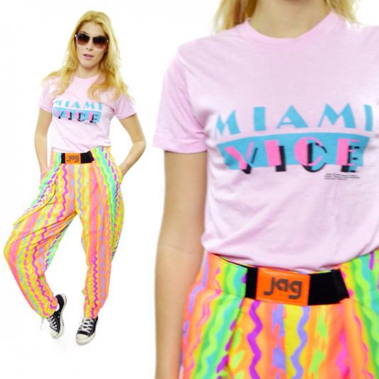 Vintage 80s Miami Vice Pink Promotional 50/50 T Shirt Sz M