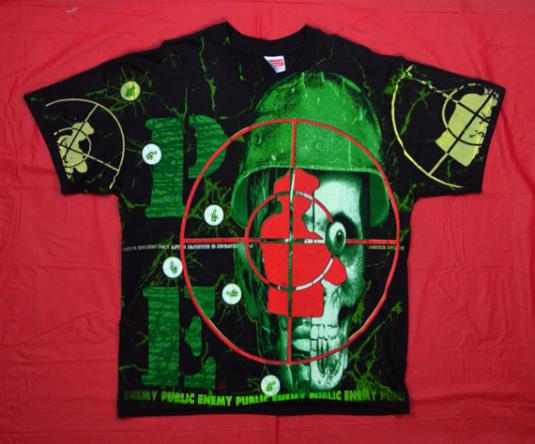 Vintage 90s PUBLIC ENEMY All Over Print Bullseye Rap T Shirt
