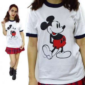 Vintage 80s Mickey Mouse Walt Disney Ringer T Shirt