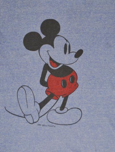 Vintage 80s Mickey Mouse Disney Heather Blue Ringer T Shirt