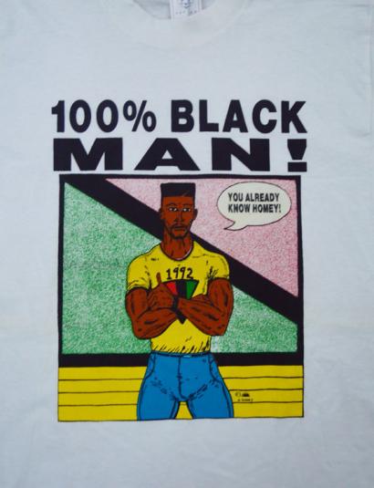 Vintage 90s 100% Black Man T Shirt Sz M