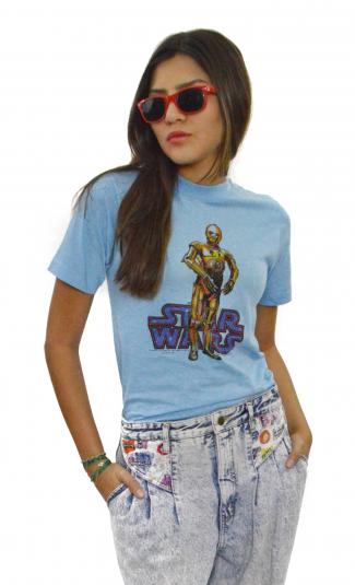Vintage 80s Star Wars C3PO Ched T Shirt Sz S