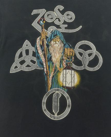 Vintage 80s Led Zeppelin IV Zoso Wizard T Shirt Sz L
