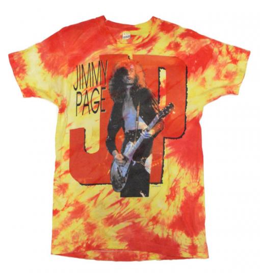 Vintage 80s Jimmy Page Tie Dye Rock T Shirt Sz L