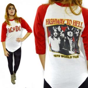 Vintage 70s AC/DC Highway To Hell Tour Raglan Jersey T Shirt