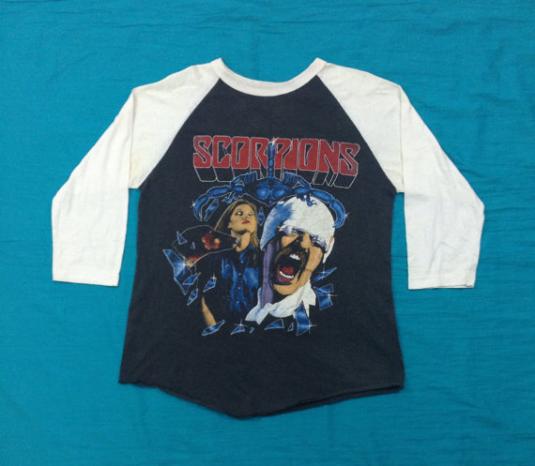 Vintage 80s SCORPIONS U.S. Tour 1984 Raglan Jersey T Shirt