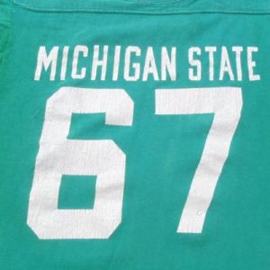 Vintage 1960s Green Michigan State Cotton Jersey T-Shirt M