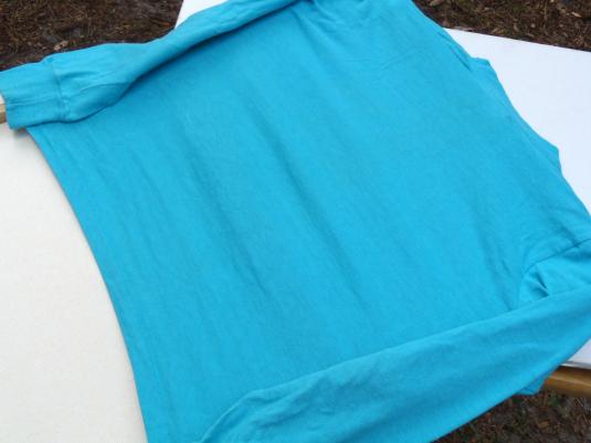 Vintage 1980s Light Blue Cotton Long Sleeved T Shirt L