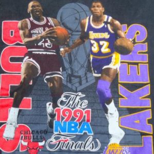 Vintage 1991 Black NBA Finals Bulls Lakers Cotton T-Shirt L