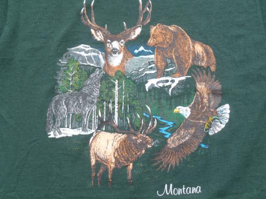 Vintage 1990s Green Montana Wildlife T-Shirt L Best | Defunkd