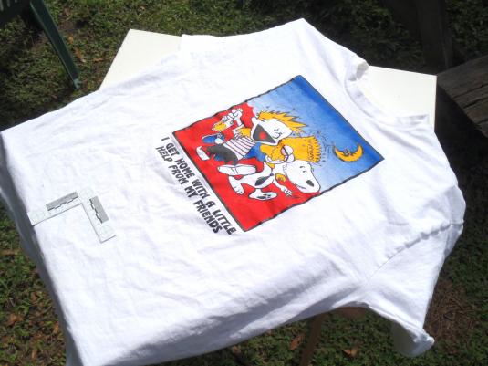 Vintage 1990s Bootleg Bart Simpson Calvin White T Shirt XL
