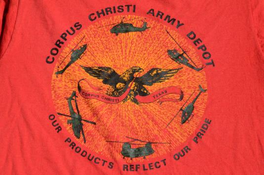 Vintage 1980s Corpus Christi Army Depot Red T-Shirt L/XL