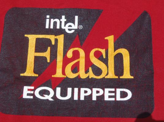 Vintage 1990s Intel Flash Equipped Red T-Shirt XL