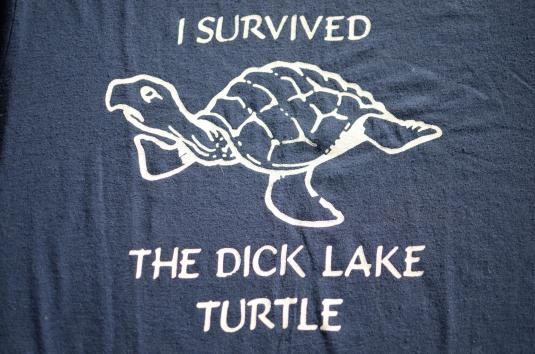 Vintage 1980s I Survived the Dick Lake Turtle Navy T-Shirt L