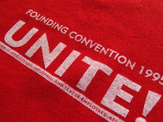 Vintage 1995 UNITE Trade Union First Convention T-Shirt XL