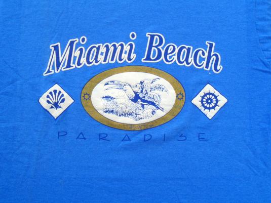 Vintage 1980s Blue Miami Beach Puffy Tourist T Shirt XL