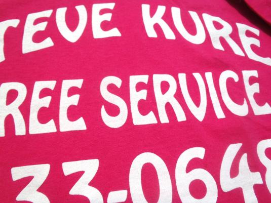 Vintage 1980s Pink Steve Kure Tree Service Advertising T Shirt XL