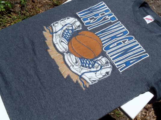 Vintage 1991 Dark Gray West Virginia Basketball T Shirt S/M