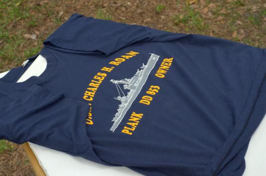 Vintage 1980s Navy Blue Charles H Roan Destroyer T Shirt XL