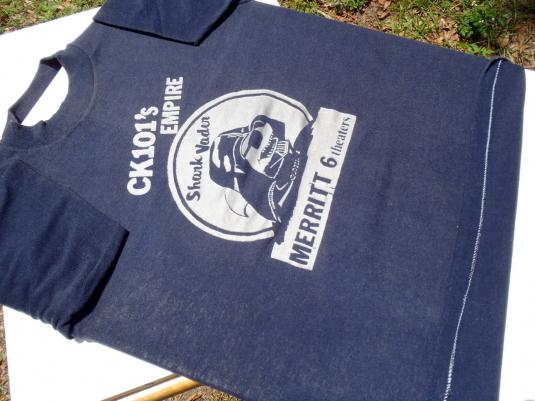 Vintage 1981 Navy Blue Shark Vader Star Wars Promo T Shirt S