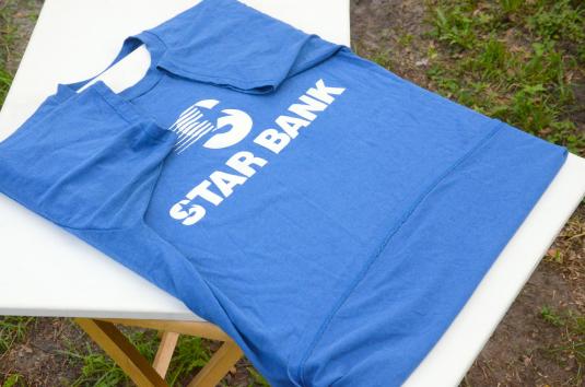 Vintage 1980s Star Bank Charity Walk Blue T-Shirt L