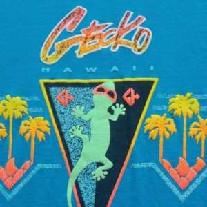 Vintage 1990s Gecko Hawaii Aqua Blue T-Shirt M