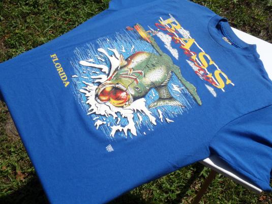 Vintage 1990s Bass Fishing Florida Blue Tourist T Shirt XL