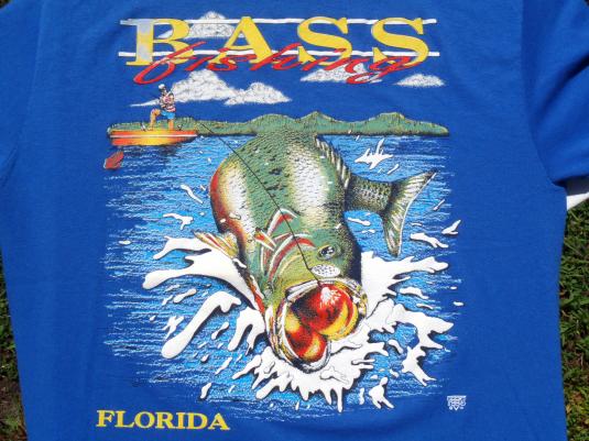 Vintage 1990s Bass Fishing Florida Blue Tourist T Shirt XL