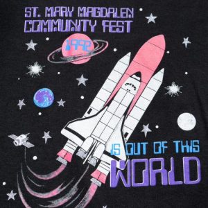Vintage 1992 St Mary Magdelen Space Shuttle Black T Shirt L