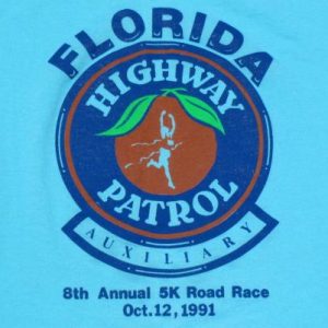 Vintage 1990s Blue Florida Highway Patrol 5K Run T-Shirt M