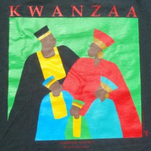 Vintage 1990s Kwanzaa Black Cotton T-Shirt XL