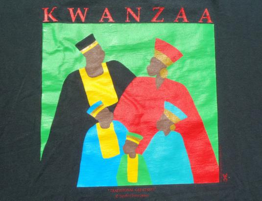 Vintage 1990s Kwanzaa Black Cotton T-Shirt XL