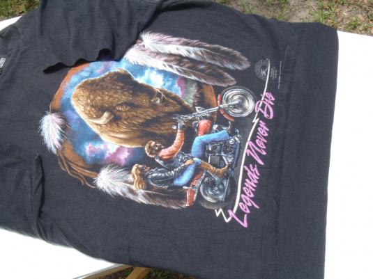 Vintage 1990s Black Motorcycle Buffalo Wonder Lake T Shirt L