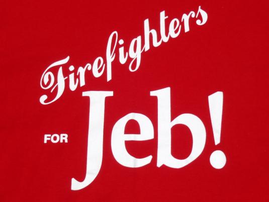 Vintage 1990s Firefighters For Jeb Bush Red T Shirt L