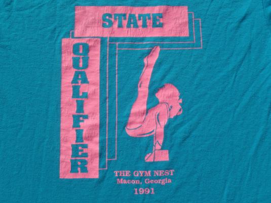 Vintage 1990s Gym Nest 1991 State Qualifier Blue T-Shirt M
